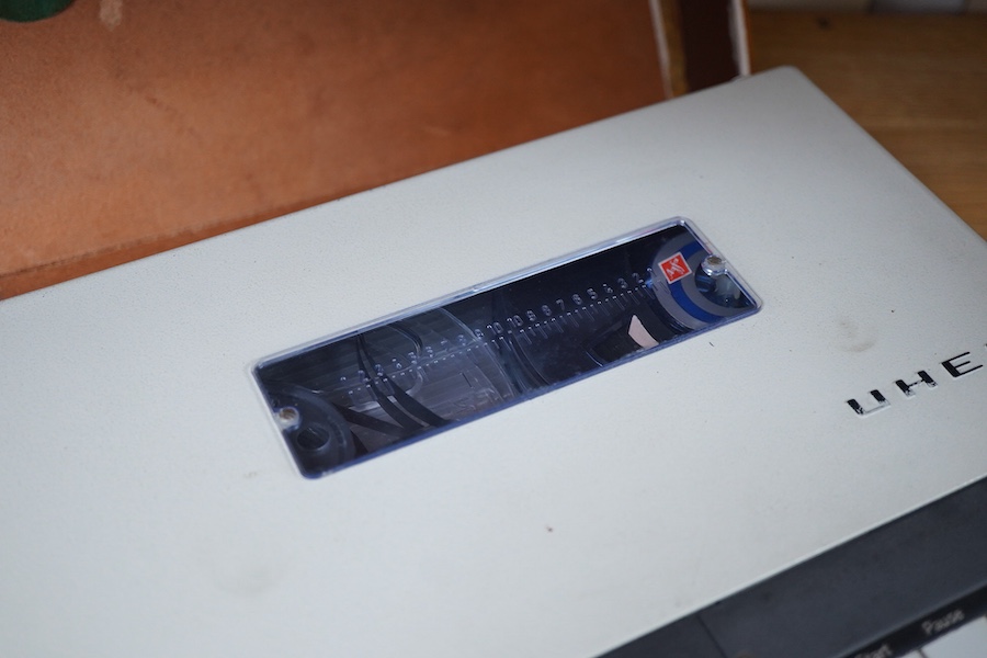 A mid-1960s leather cased portable Uher 4000 Report-S reel-to-reel recorder